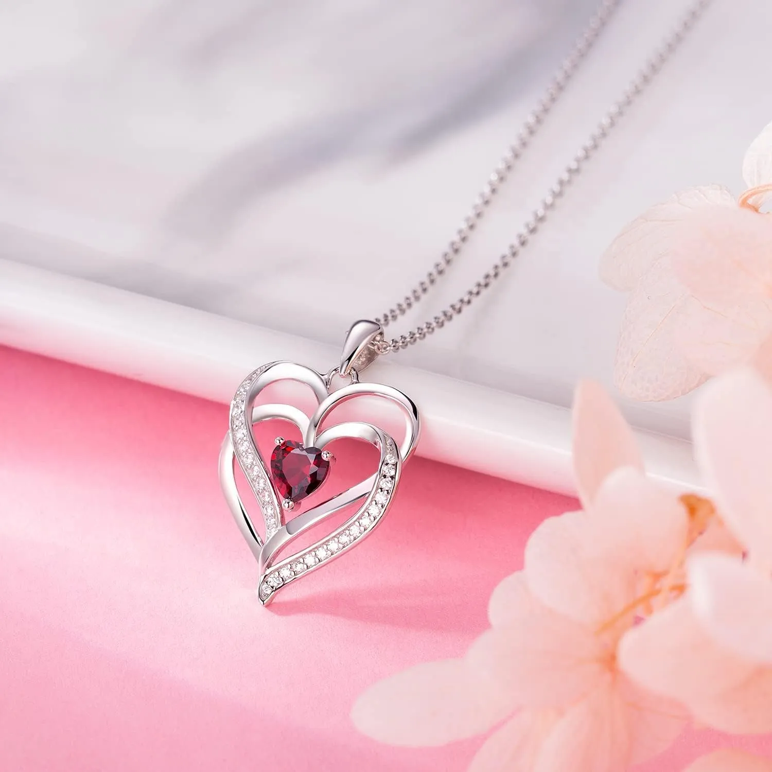 ✨ Stunning Sterling Silver Heart Birthstone Necklaces! Perfect gift for graduations, anniversaries, or birthdays for your favorite women - moms, grandmas, sisters, and besties! 💖🎉 #GiftIdeas #JewelryLove