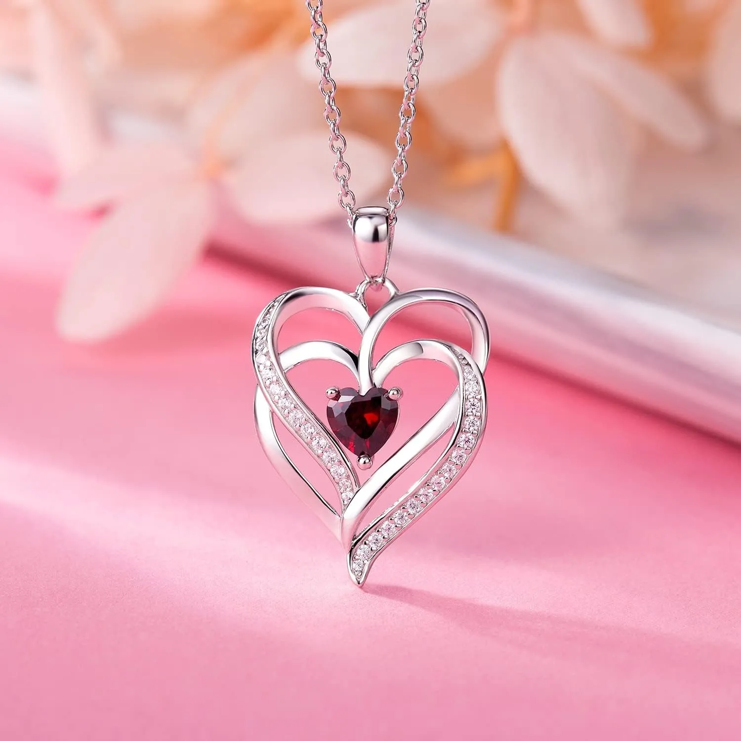 ✨ Stunning Sterling Silver Heart Birthstone Necklaces! Perfect gift for graduations, anniversaries, or birthdays for your favorite women - moms, grandmas, sisters, and besties! 💖🎉 #GiftIdeas #JewelryLove