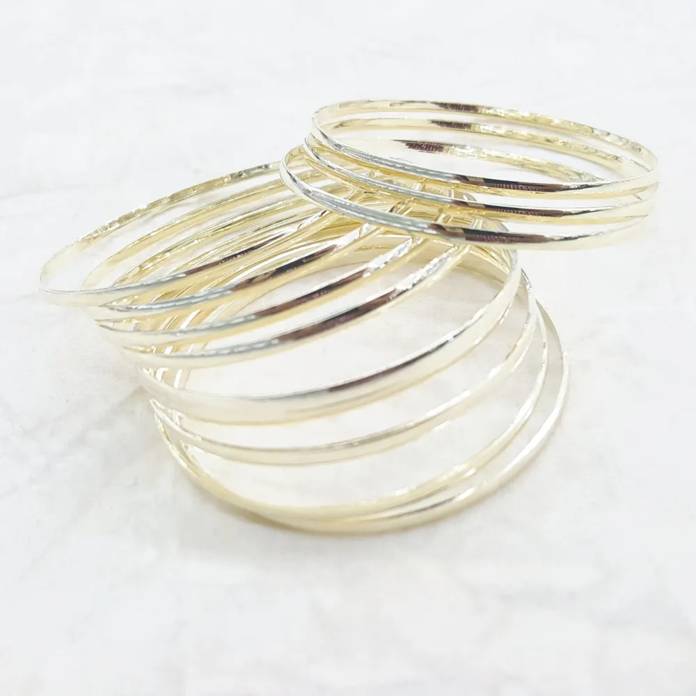 1-4003-h2 Gold Plated Classic Bangles, 2.5mm, Dozen.