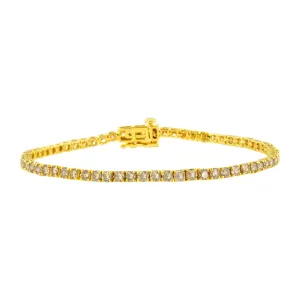 14K Yellow Gold Plated .925 Sterling Silver 4 Cttw 4-Prong Set Round-Cut Diamond Classic Tennis Bracelet (K-L Color, I2-