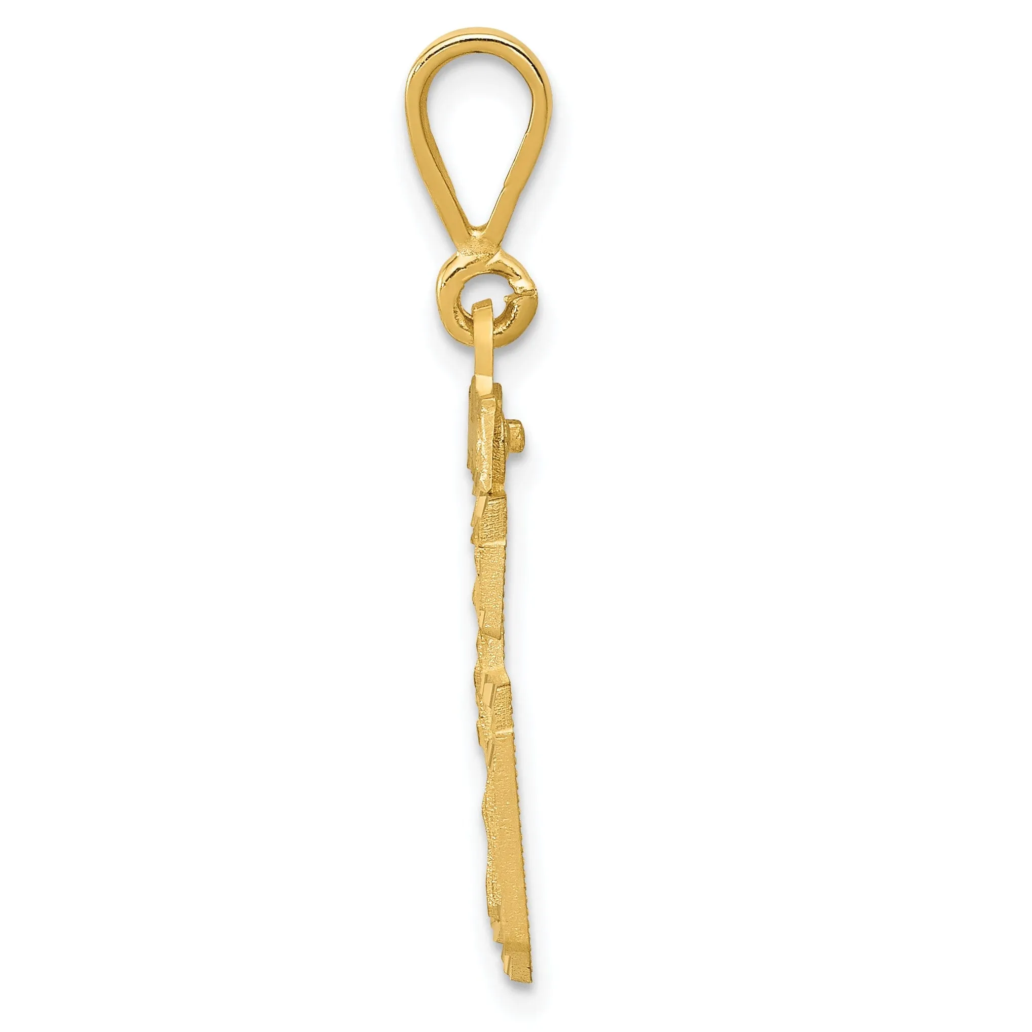 14K Yellow Gold Polished Diamond Cut Finish Medium Size Number 36 Charm Pendant