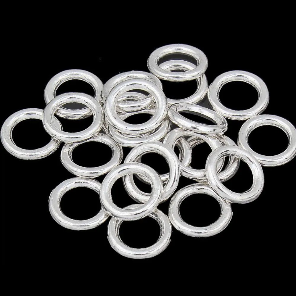 15 Linking Rings Antique Silver Tone 10mm 2 Sided - SC5434