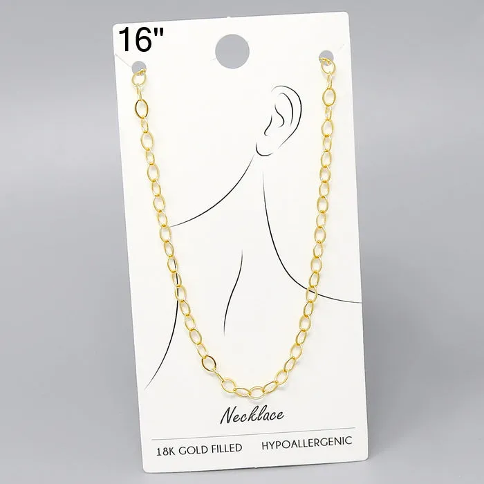 18K Gold Filled Rolo Chain Necklace - 16"