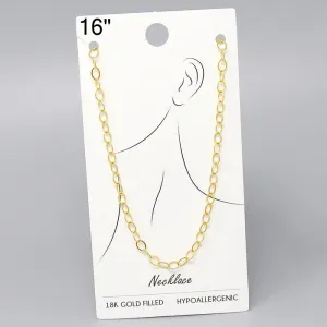 18K Gold Filled Rolo Chain Necklace - 16"