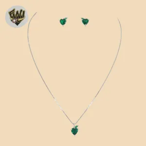 (2-66009-1) 925 Sterling Silver - 1mm Heart Zircon Set - 16