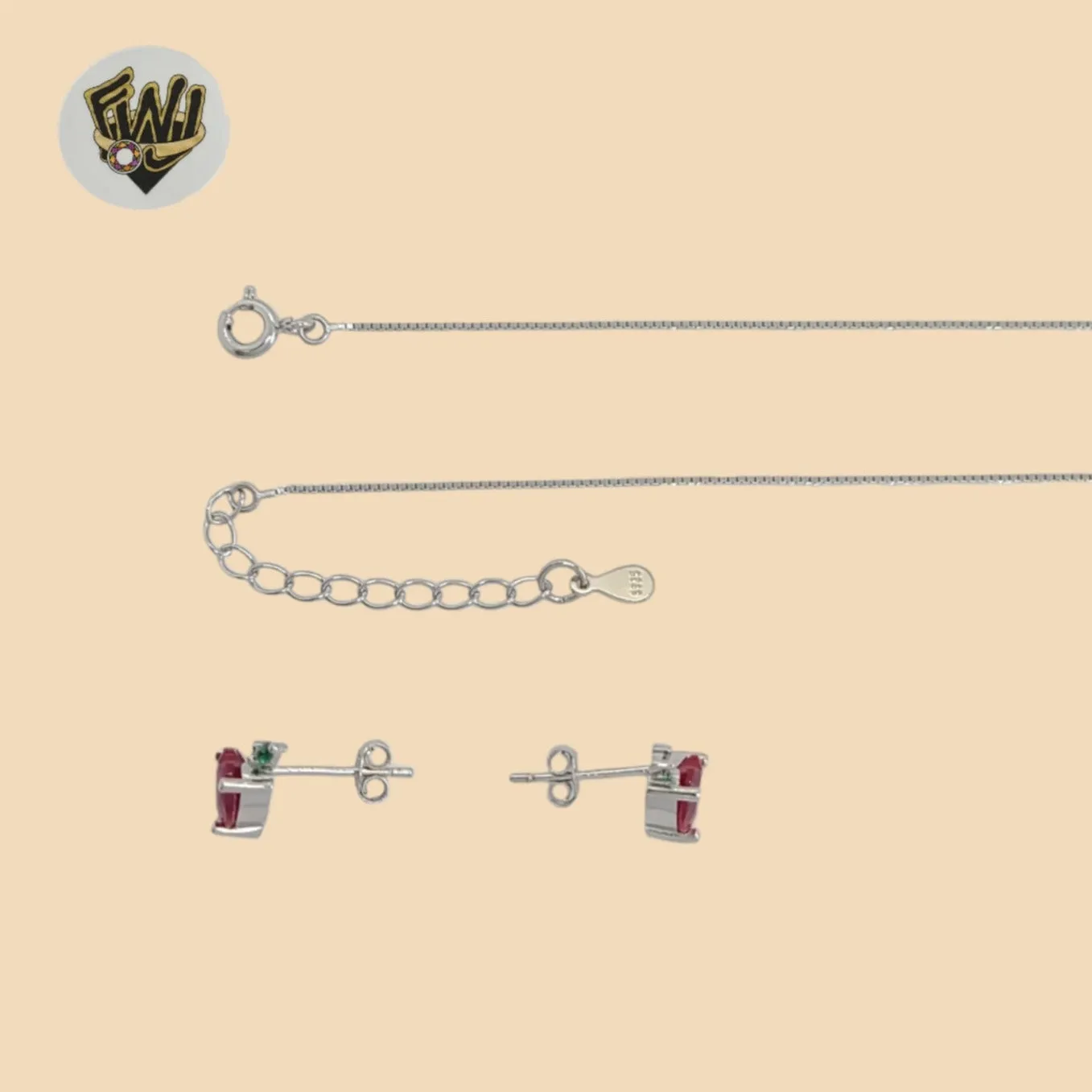 (2-66009) 925 Sterling Silver - 1mm Heart Zircon Set - 16