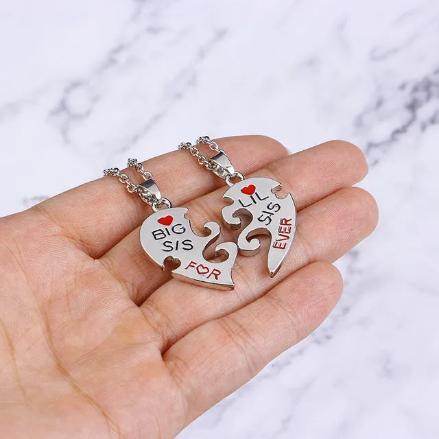 2 pieces / set Fashion Best Friend Stitching Pendant Necklace Rainbow Broken Heart Necklace Female Children BFF Friendship Gift