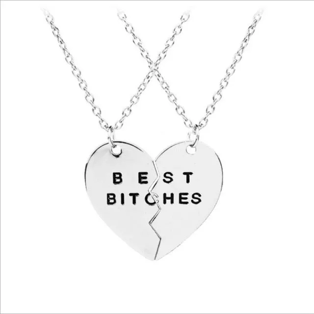 2 pieces / set Fashion Best Friend Stitching Pendant Necklace Rainbow Broken Heart Necklace Female Children BFF Friendship Gift