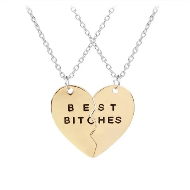 2 pieces / set Fashion Best Friend Stitching Pendant Necklace Rainbow Broken Heart Necklace Female Children BFF Friendship Gift