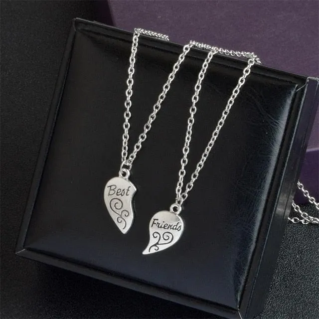 2 pieces / set Fashion Best Friend Stitching Pendant Necklace Rainbow Broken Heart Necklace Female Children BFF Friendship Gift
