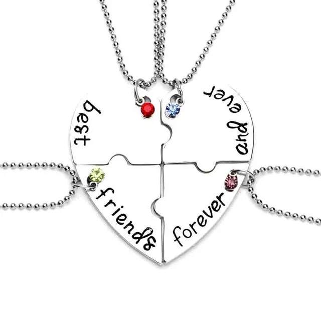 2 pieces / set Fashion Best Friend Stitching Pendant Necklace Rainbow Broken Heart Necklace Female Children BFF Friendship Gift