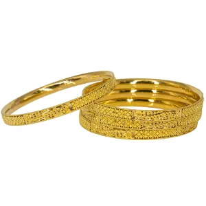 22K Yellow Gold Bangles Set of 4 W/ Beaded Filigree, 41.4 gm
