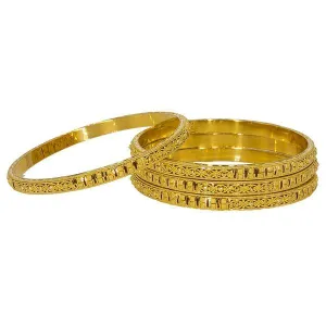 22K Yellow Gold Bangles Set of 4 W/ Intricate Beaded Filigree, 50.7 gm