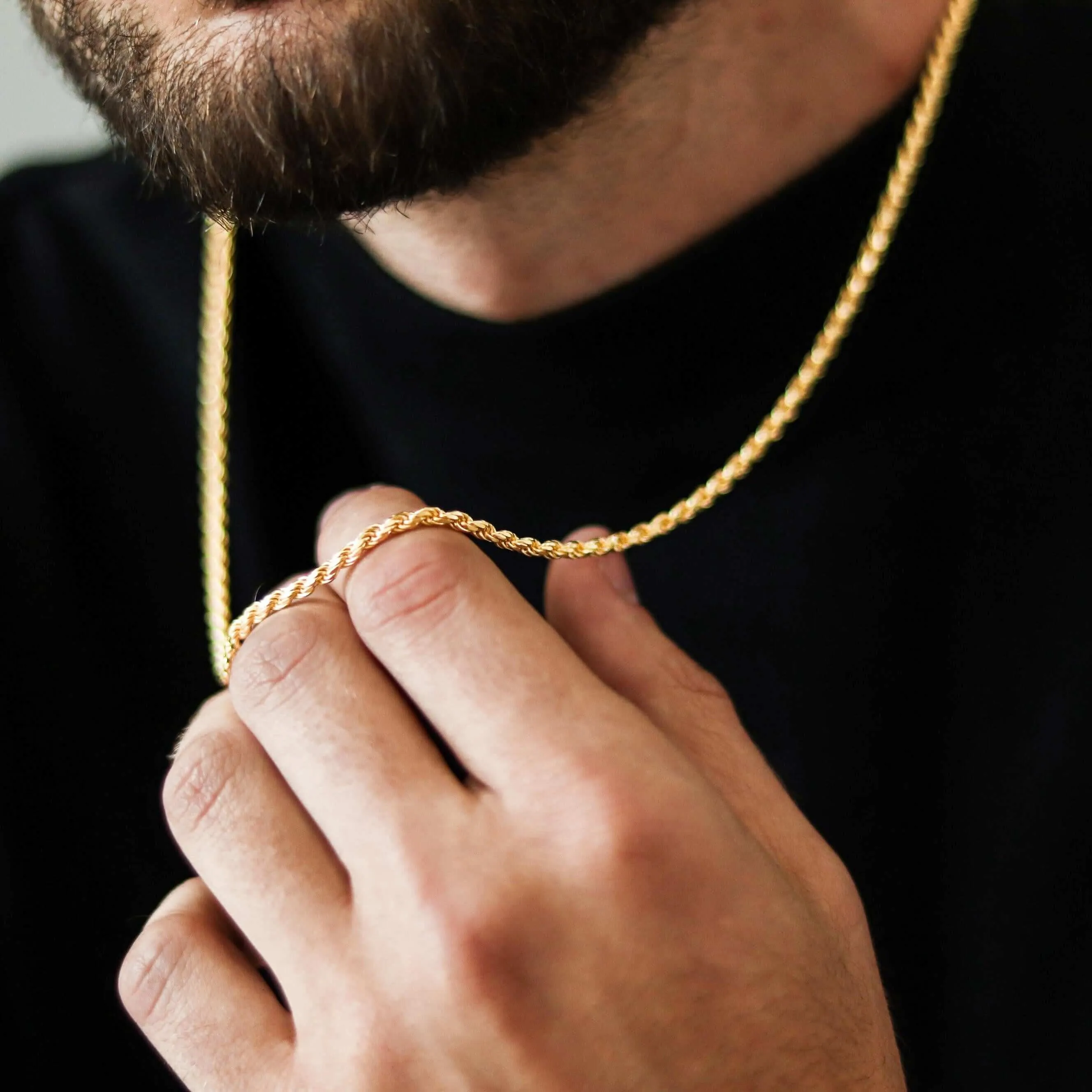 2.5mm Diamond Cut Rope Chain – 14K Solid Gold