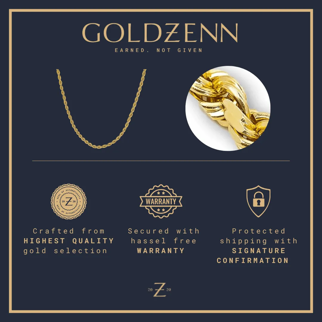 2.5mm Diamond Cut Rope Chain – 14K Solid Gold