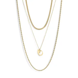 45 pc Cutout Heart 18K Gold PVD Layered Necklace Set / BND0033