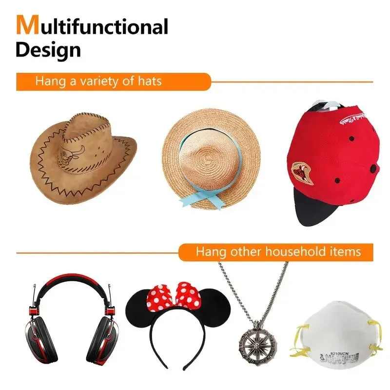 5 10pcs Black Baseball Hat Hooks Minimalist Design for Traceless Hat Storage Earphone Necklaces