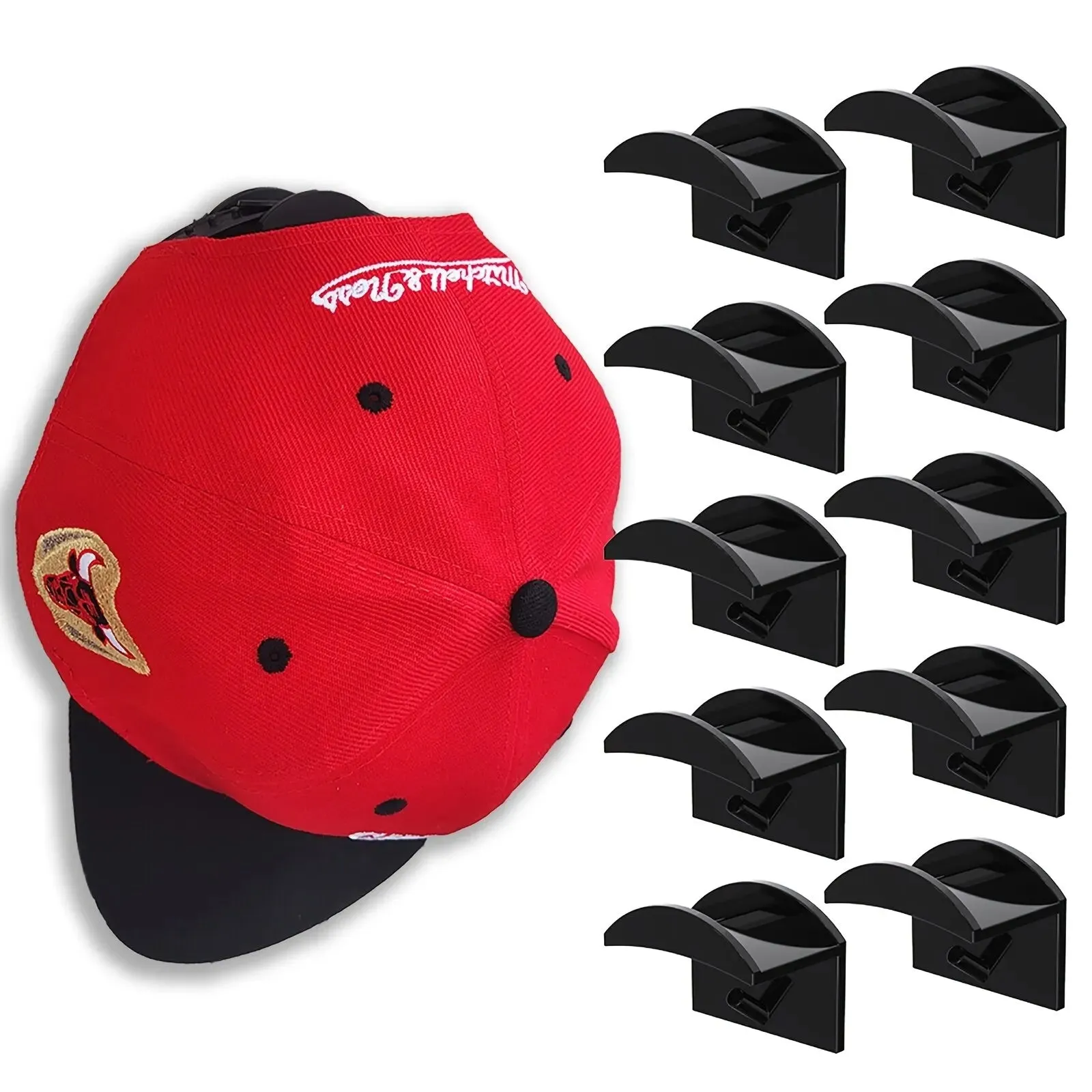 5 10pcs Black Baseball Hat Hooks Minimalist Design for Traceless Hat Storage Earphone Necklaces