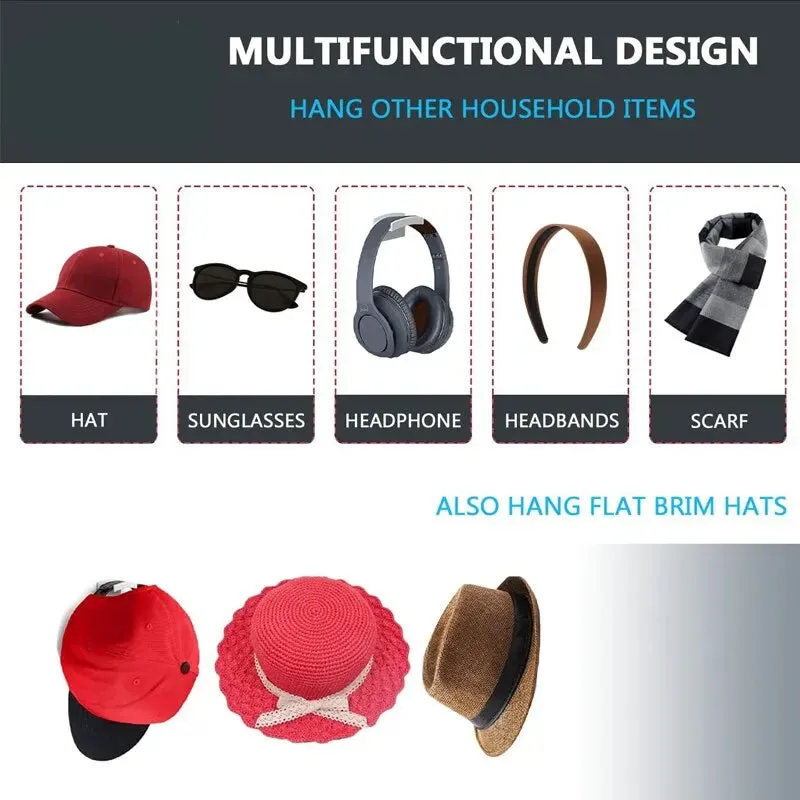 5 10pcs Black Baseball Hat Hooks Minimalist Design for Traceless Hat Storage Earphone Necklaces