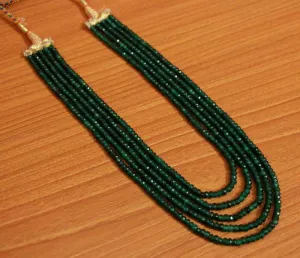 5 Line Emerald Green look Semi Precious Necklace