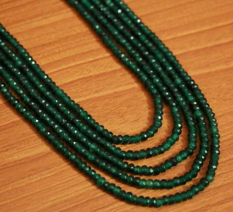 5 Line Emerald Green look Semi Precious Necklace