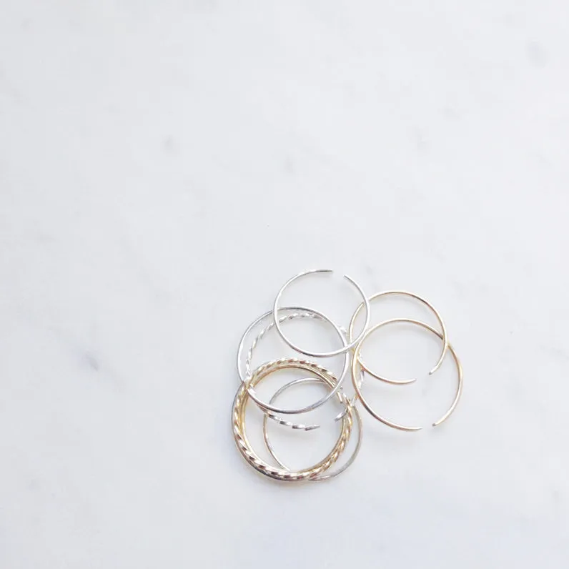 5 Thin Sterling Silver Rings