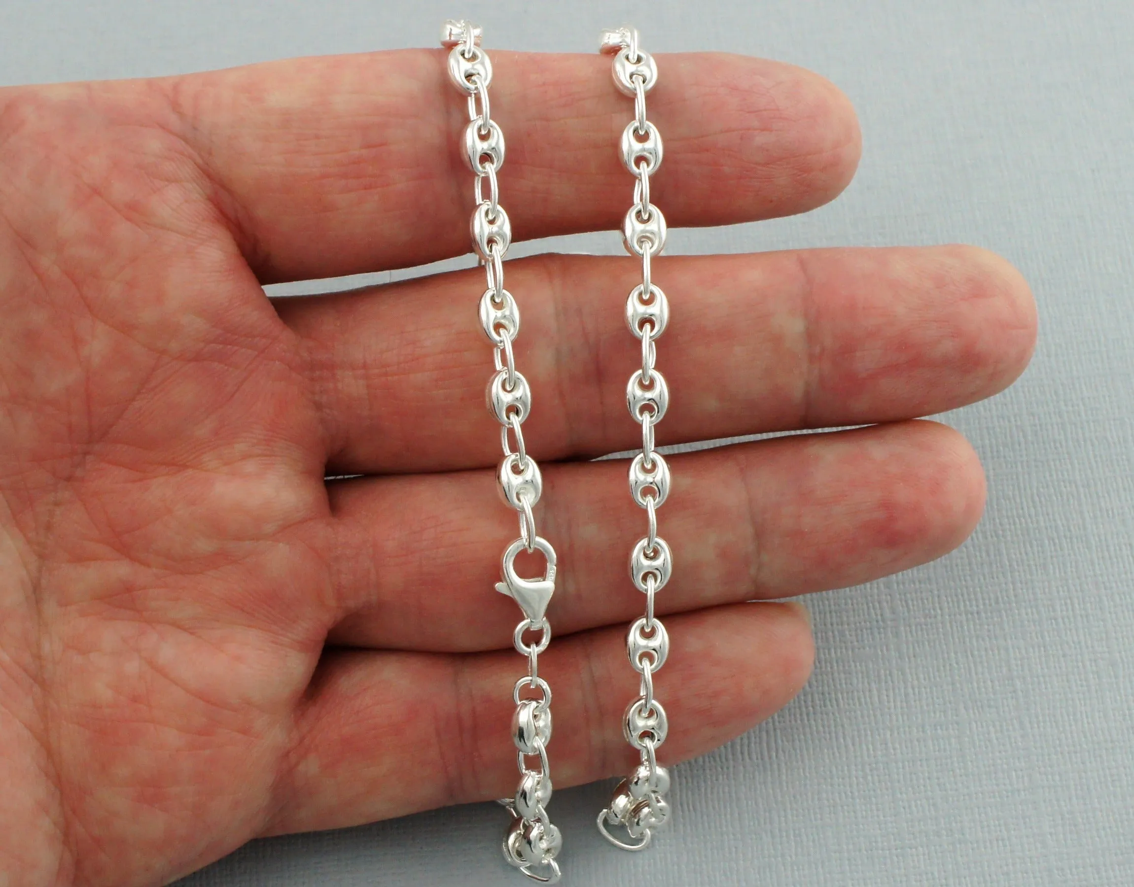 925 Sterling Silver Marine / Mariner Anchor Chain Bracelet 7.5"