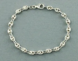 925 Sterling Silver Marine / Mariner Anchor Chain Bracelet 7.5"