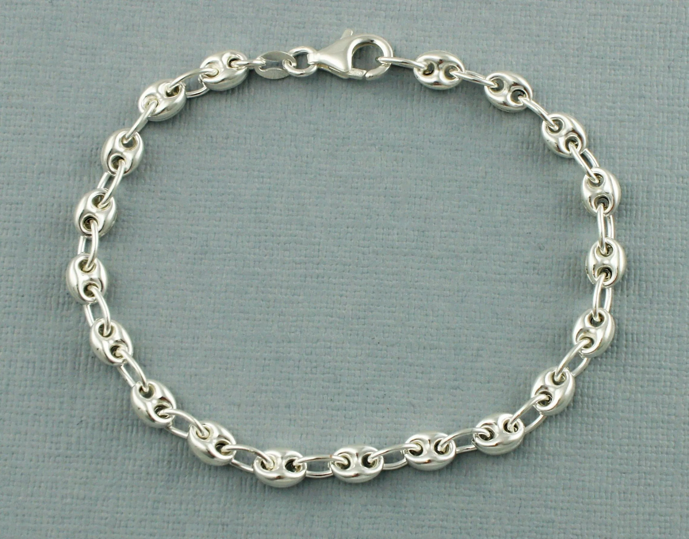 925 Sterling Silver Marine / Mariner Anchor Chain Bracelet 7.5"