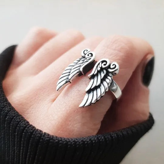 925 Sterling Silver Minimalist Wing Silver Polishing Rings