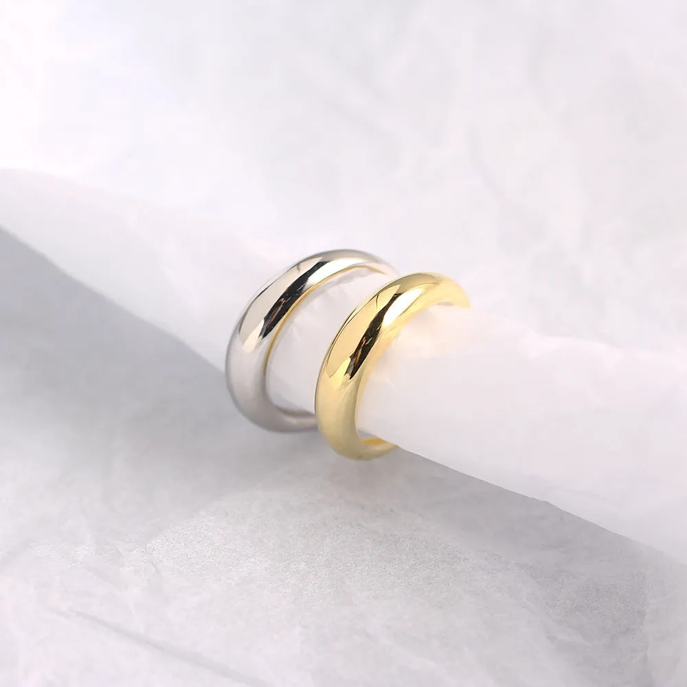925 Sterling Silver Minimalist Women IG Style Silver Electroplating Rings