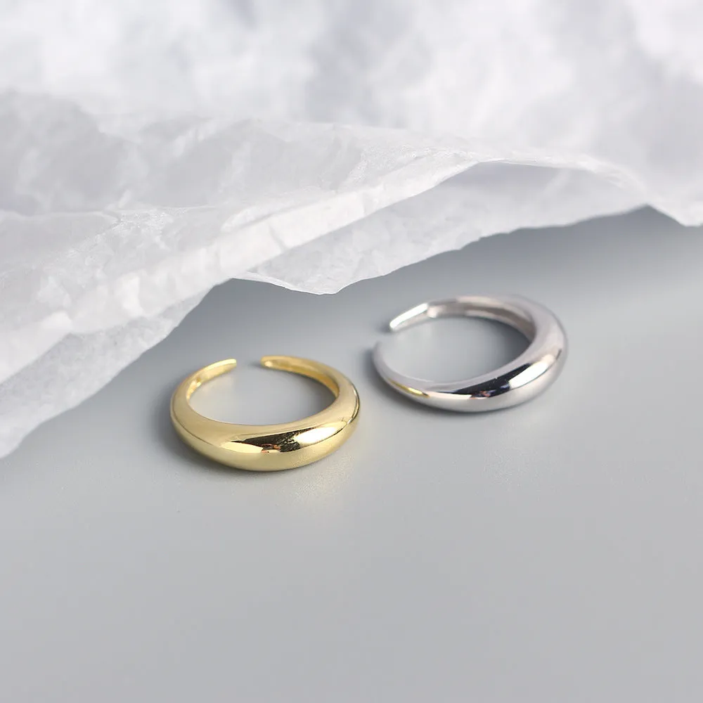 925 Sterling Silver Minimalist Women IG Style Silver Electroplating Rings