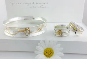 9ct & Silver Spinner bangle, handmade worry spinning bangle.