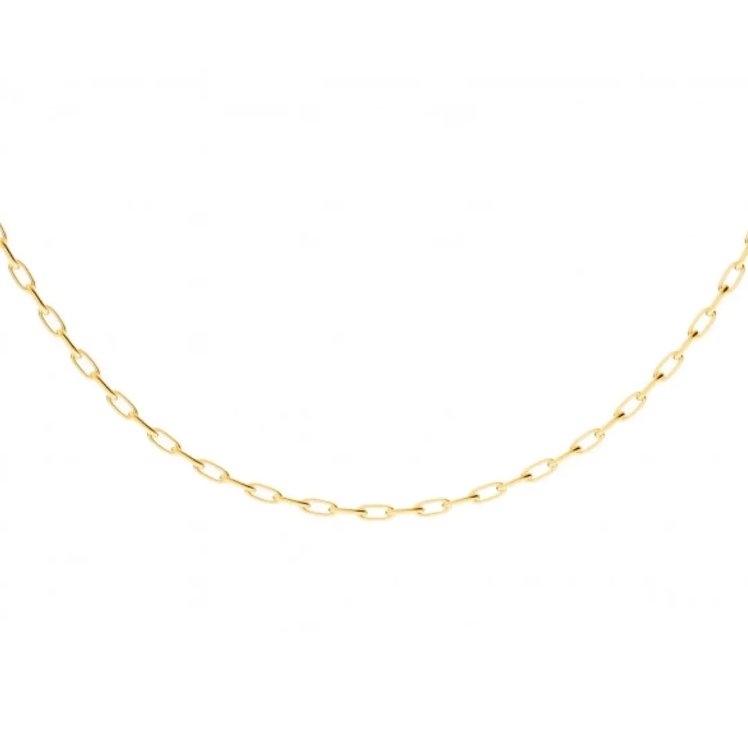 9ct Stamped Elongated Anchor Necklace (Fine Paperclip)