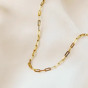 9ct Stamped Elongated Anchor Necklace (Fine Paperclip)