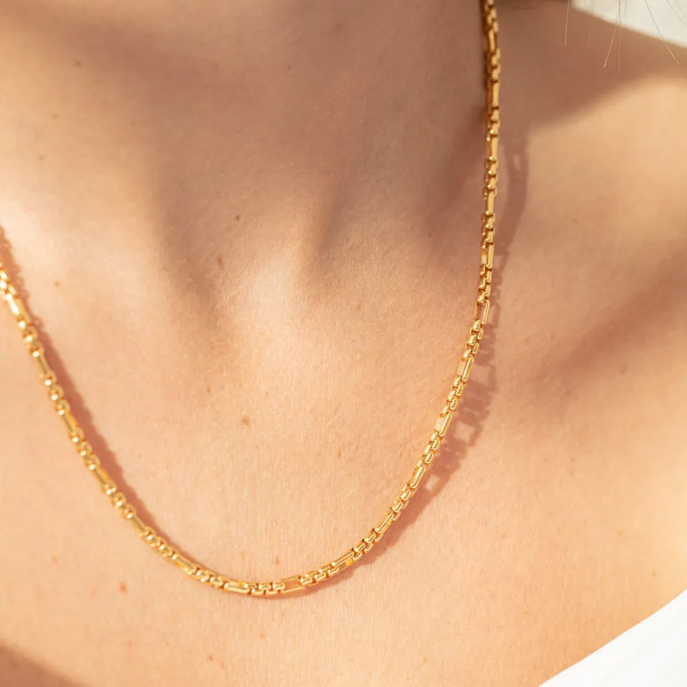 9ct Yellow Gold Square Figaro Chain