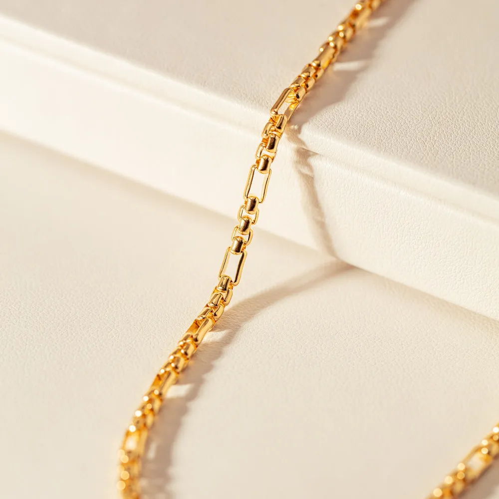 9ct Yellow Gold Square Figaro Chain