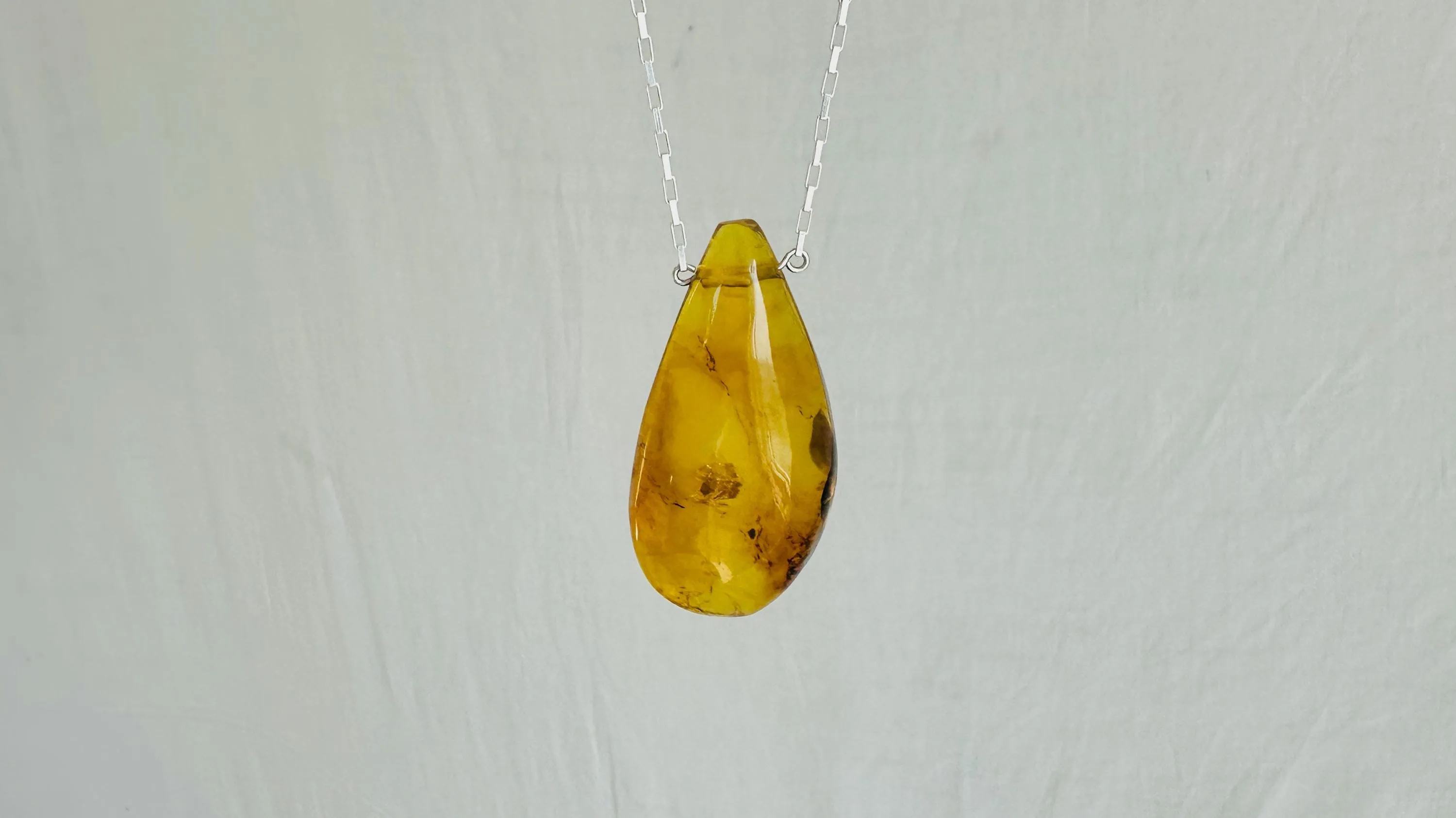 Amber Pendant on a Silver Chain. Handmade Sterling Silver Jewelry. 2562
