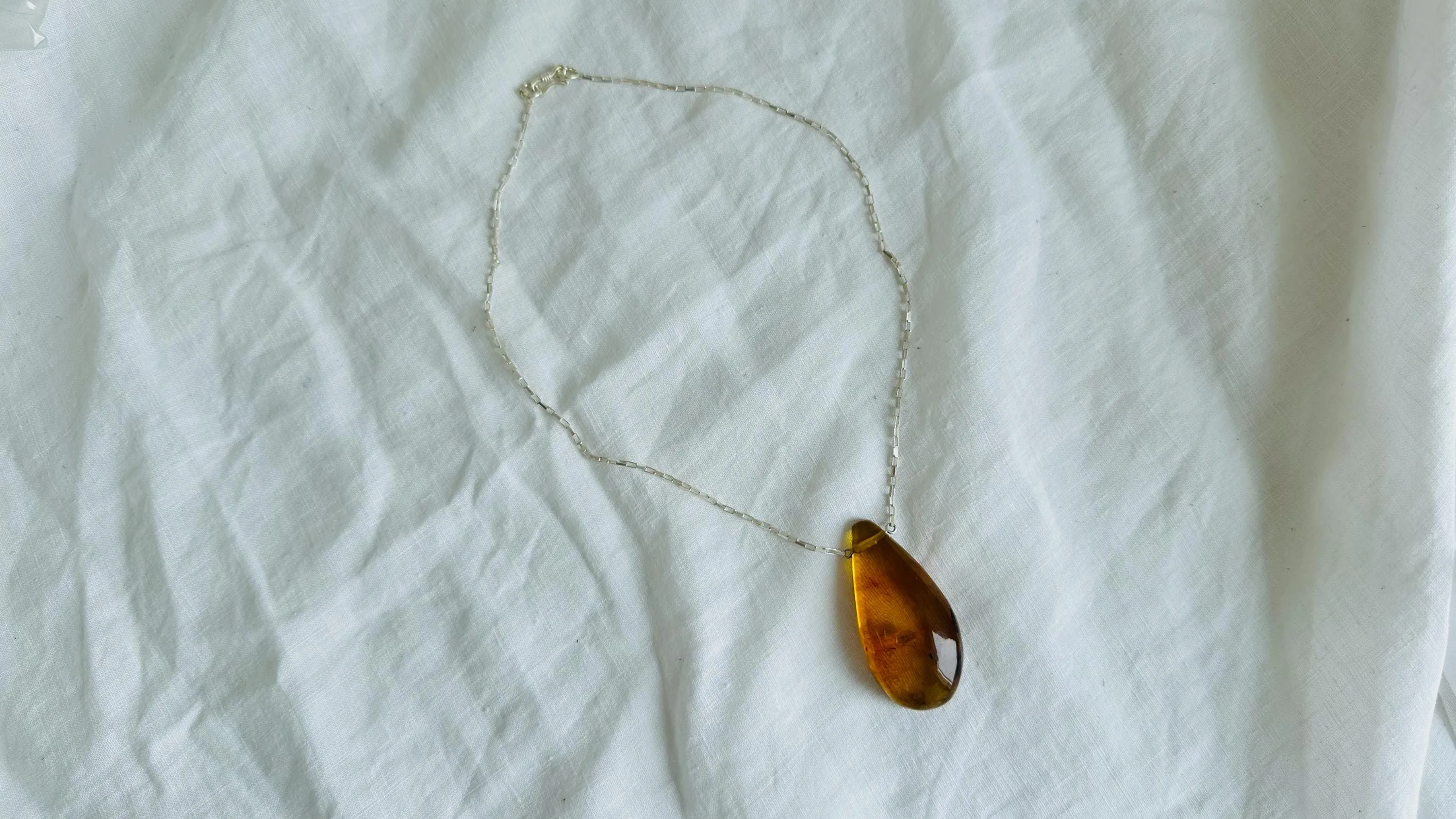 Amber Pendant on a Silver Chain. Handmade Sterling Silver Jewelry. 2562