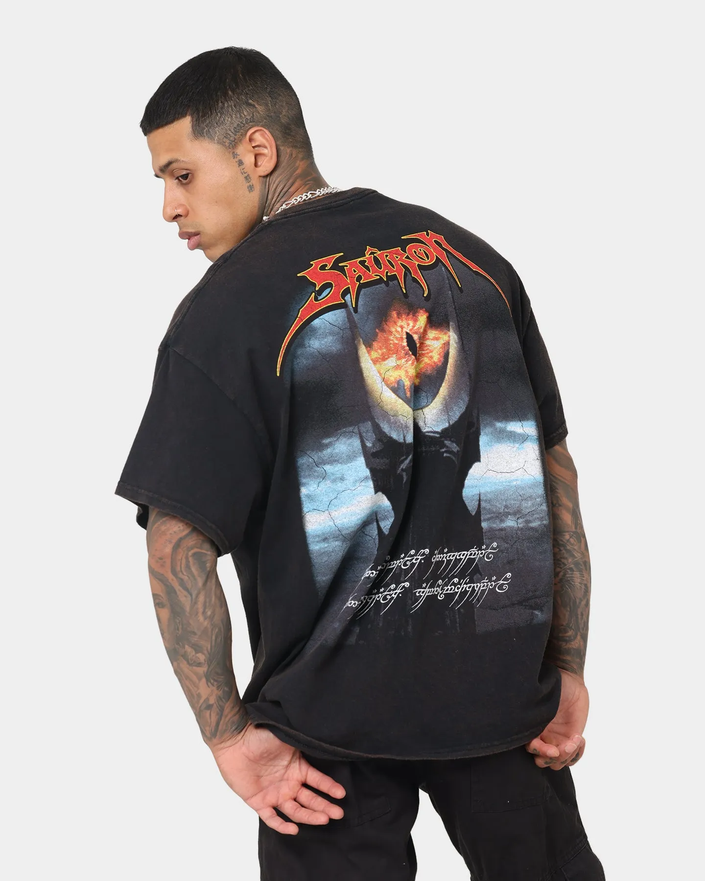 American Thrift X The Lord Of The Rings Sauron Vintage T-Shirt Black Wash