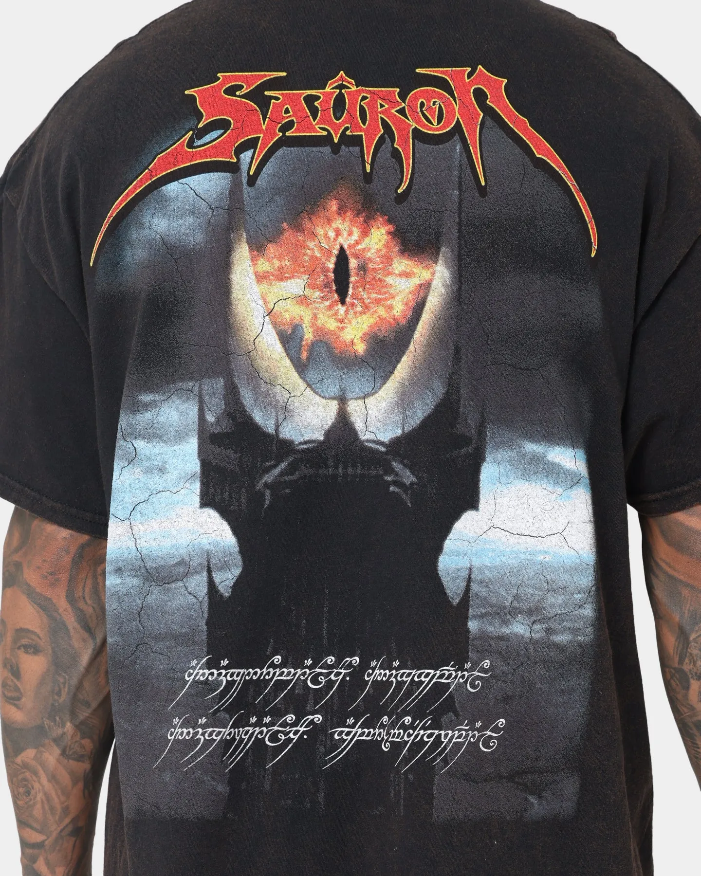American Thrift X The Lord Of The Rings Sauron Vintage T-Shirt Black Wash