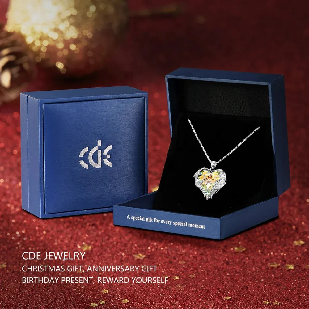 Angel Wing Love Heart Pendant Necklaces for Women Anniversary Valentine'S Day