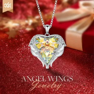 Angel Wing Love Heart Pendant Necklaces for Women Anniversary Valentine'S Day