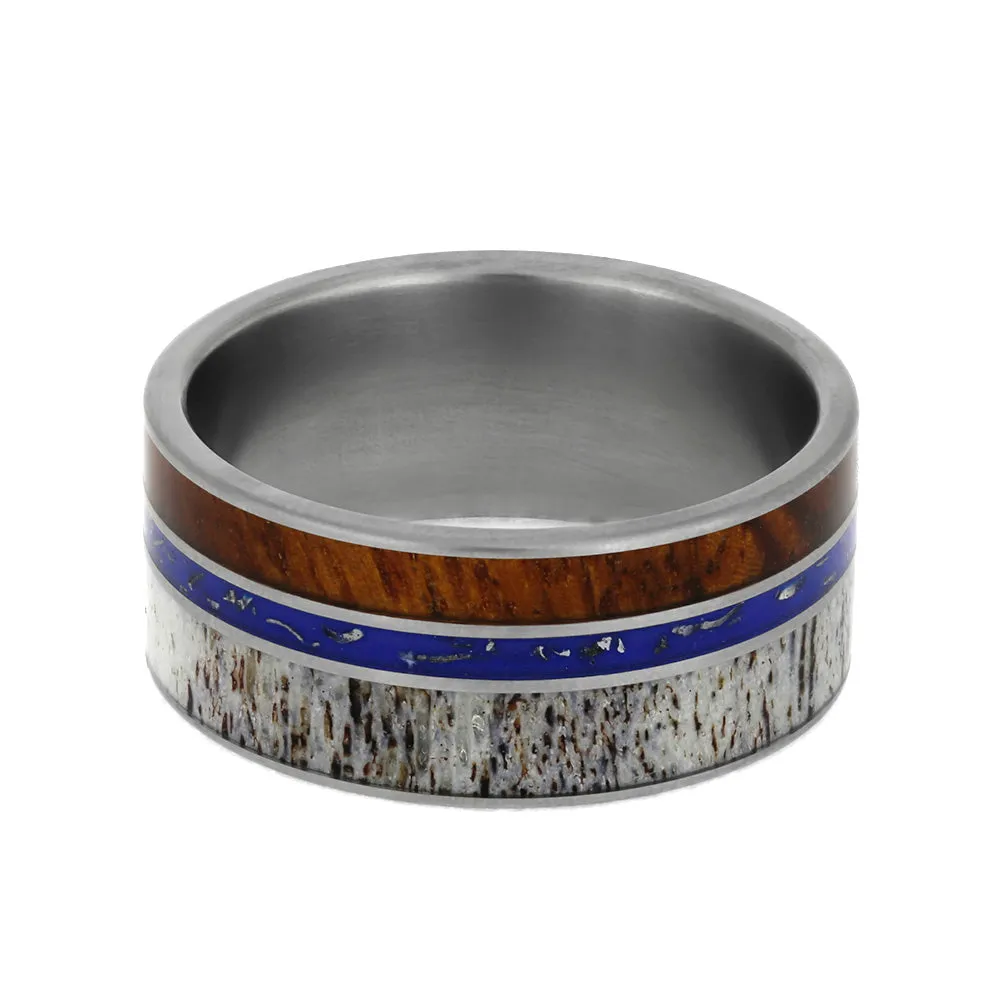 Antler And Stardust™ Men's Wedding Band With Amboyna Wood