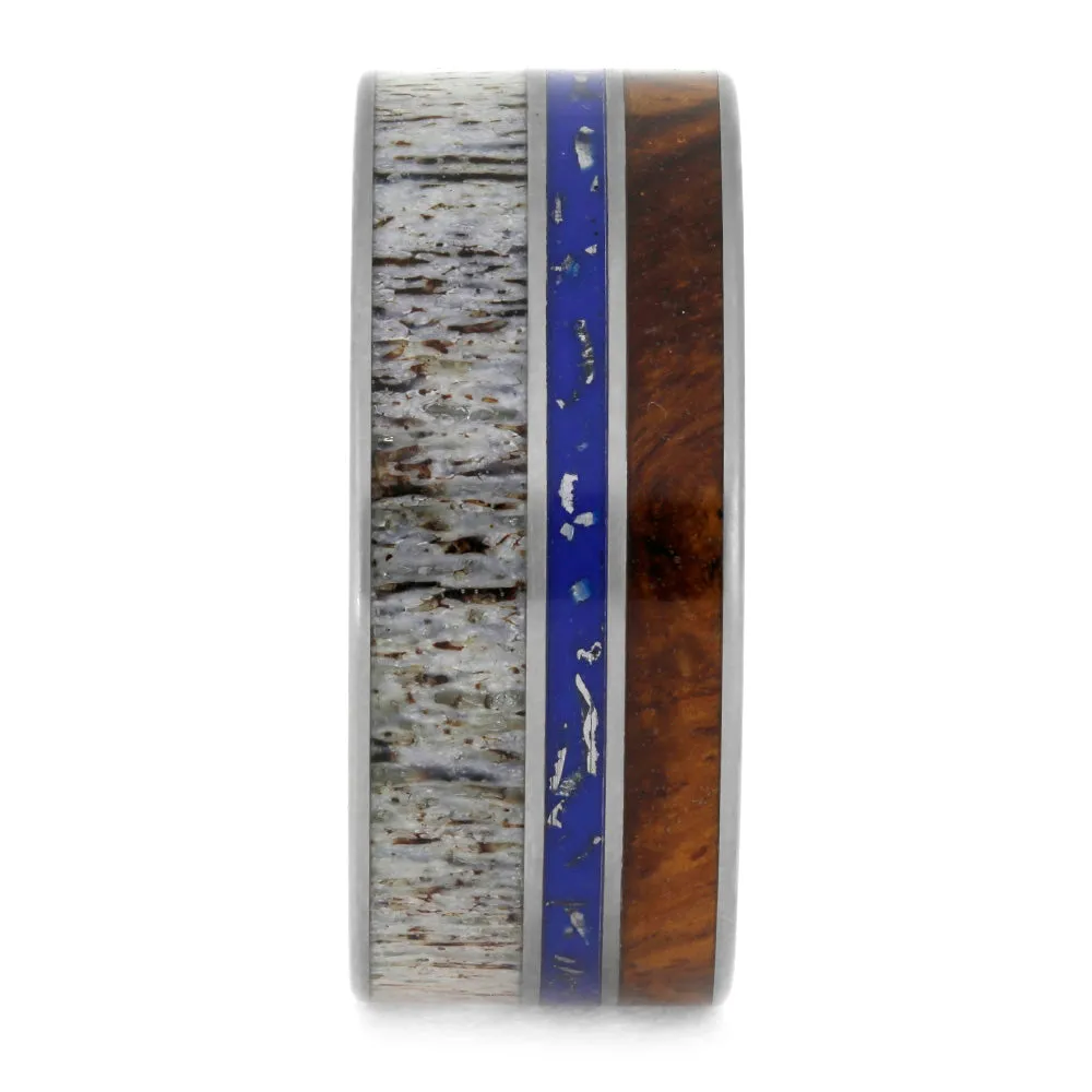Antler And Stardust™ Men's Wedding Band With Amboyna Wood