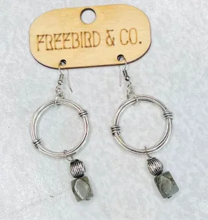 Banjara Antiqued Ring Earrings with Labradorite Stone