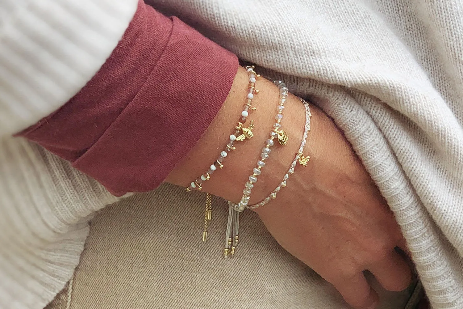 BeeHive 3 Layer Bracelet Stack