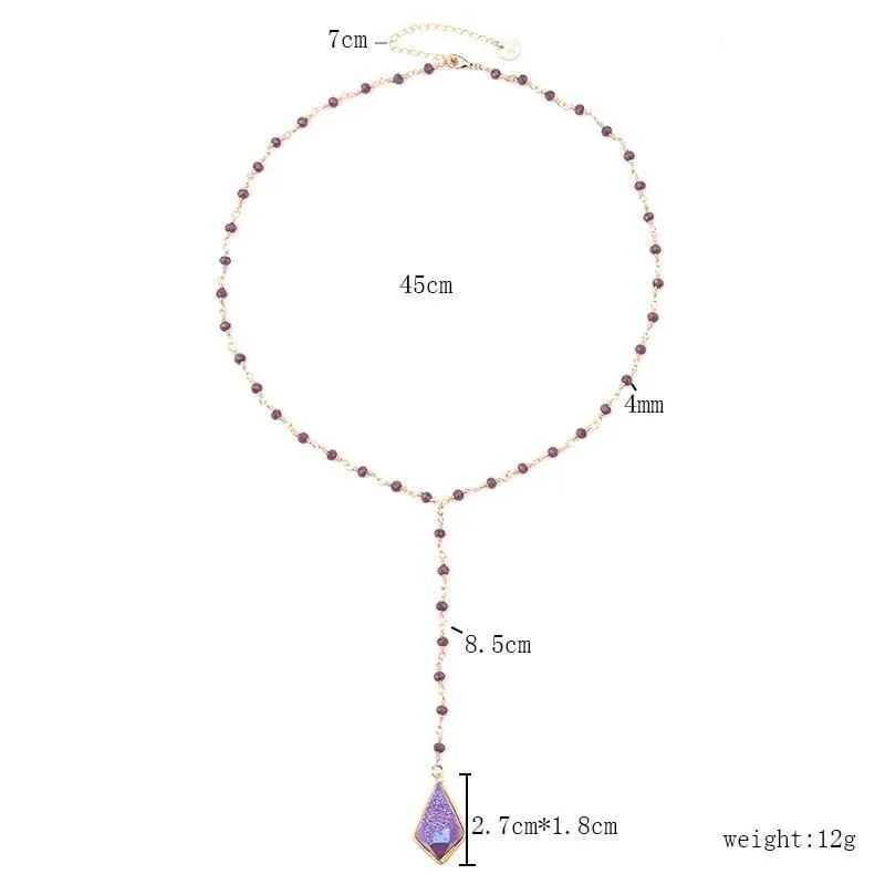 Bohemia Purple Crystal NKS211 Long Necklaces Charm Jewelry