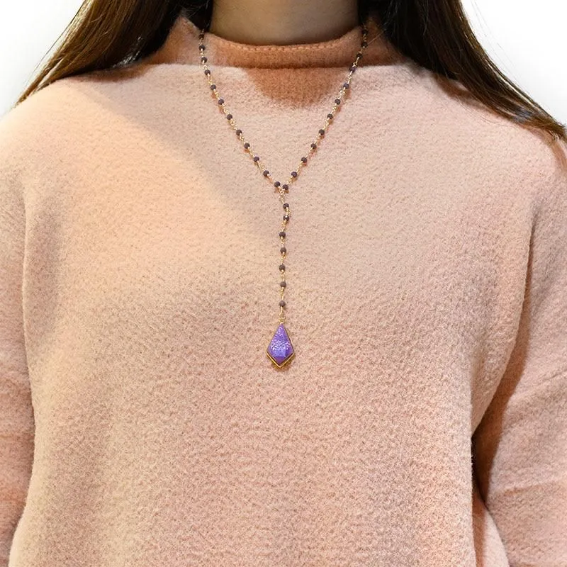 Bohemia Purple Crystal NKS211 Long Necklaces Charm Jewelry