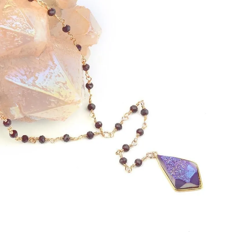 Bohemia Purple Crystal NKS211 Long Necklaces Charm Jewelry